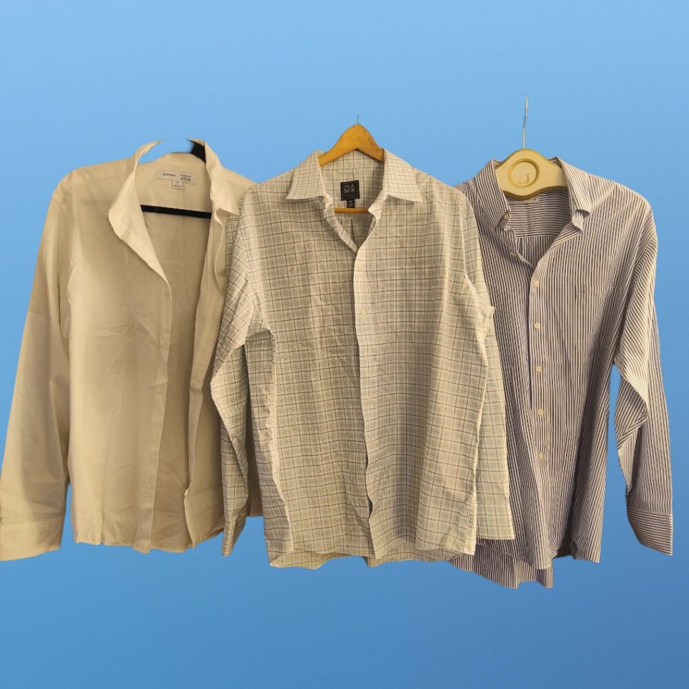 (4) Great Button Down Shirts Perry Ellis, Keene, jos A Bank, Old Navy - Size L